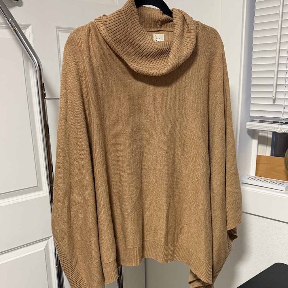 a new day Tan Cowl Neck Poncho